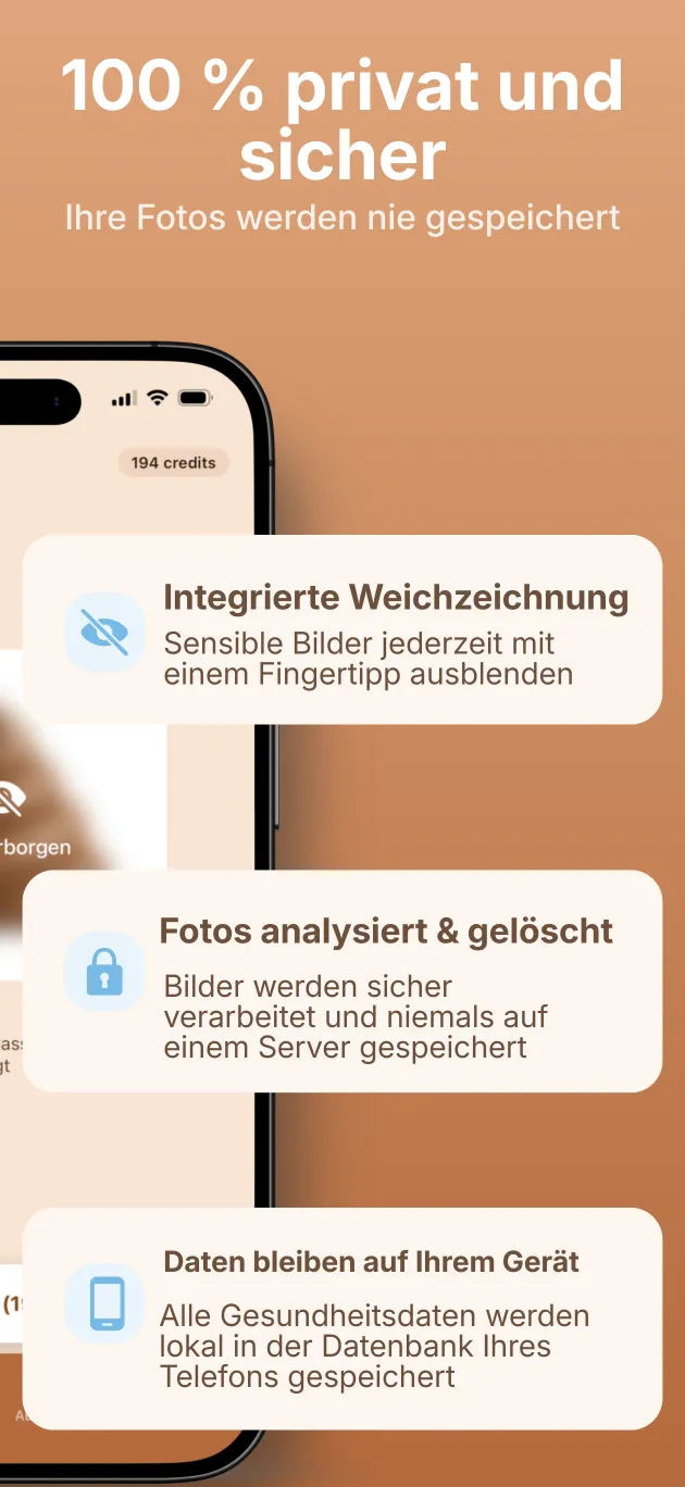 Datenschutzfunktionen: Unschärfe-Schalter und Speicherung auf dem Gerät